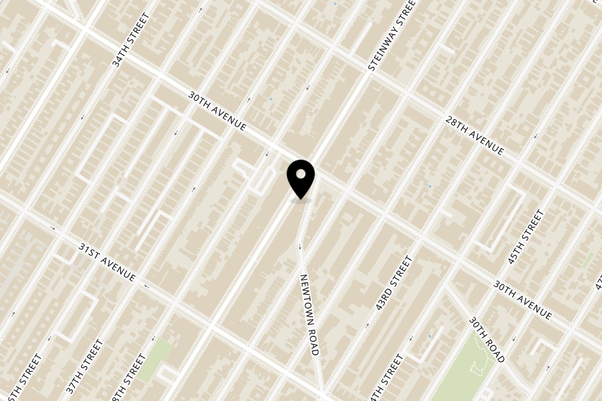 Map showing the location of Rizzo's Pizza on 30-13 Steinway St in Astoria